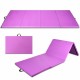 Purple 8 x 4 feet folding gymnastics tumbling mat with 4 panels, made of PU leather and EPE foam for comfort and.