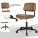 Brown PU leather adjustable office chair with backrest and smooth-rolling casters for versatile use in any setting.