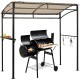 Metal storage shelf and hooks of the grill gazebo, designed for convenience during outdoor BBQs and gatherings.