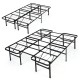 Folding steel platform bed frame in black for full/king size, featuring a stable design and convenient under-bed.