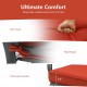 Cushioned seat detail of the brick red patio glider bench, featuring a 3.5" thick cushion and fixed ropes for stability.