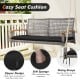 Black seat cushion for 2-person patio wicker hanging swing chair, featuring a zipper design and fixing straps for.