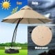 11 feet beige outdoor cantilever umbrella with a durable aluminum frame, waterproof canopy, and wheels for easy.