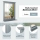Wall-mounted gray vanity mirror with shelf, featuring elegant grooves and high-definition reflection for versatile home.
