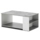 Gray coffee table with storage shelves, made of P2 MDF and particle board, ideal for living room or office use.