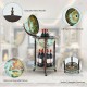 Globe wine bar stand with 16th-century map design, featuring sturdy MDF construction and a bottom liquor bottle shelf.