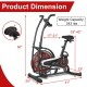 Upright air bike with adjustable seat, LCD display, and anti-slip handles for full body workouts, weight capacity 243.