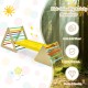 3-in-1 wooden climbing toy set featuring two triangle climbers and a ramp, designed for kids' safety and play.