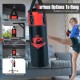 Kids hanging punching bag set in black with red accents, ideal for Karate training, featuring durable materials and.