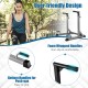 Adjustable dip station with foam-wrapped handles and sturdy steel construction for tricep dips and push-ups at home.