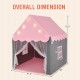 Kids playhouse tent in pink with star lights, featuring mesh windows and a soft mat, perfect for indoor play.