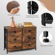 6-drawer storage chest with rustic brown finish, metal handles, and waterproof top, ideal for living room or bedroom.