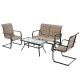 4-piece outdoor patio furniture set featuring a padded glider loveseat and coffee table in brown for comfortable.