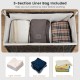 3-section laundry hamper with removable liner bag, brown PE rattan, and handles for easy transport and sorting.