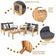 Acacia wood chat set featuring ergonomic armrests, thick cushions, and a stable structure, perfect for outdoor.