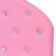 Close-up of the pink upholstered headboard with crystal accents on the Twin Size Upholstered Platform Toddler Bed.