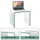 Tempered glass waterfall end table with sleek edges, 18x18x16 inches, ideal for living room or office use.