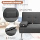 Removable armrests of the dark gray convertible futon sofa bed serve as lumbar support or headrest, enhancing comfort.