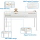 Wooden Twin Low Loft Bunk Bed in white with guard rail, ladder, and thick slats for safety and durability in any room.