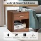 Elegant brown nightstand with simple design, featuring a sturdy construction and anti-slip pads for added stability.