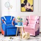 Kids leather recliner chair in blue with adjustable reclining angles and side pockets, perfect for reading or napping.