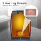 Portable personal far infrared sauna with three heating panels, heating foot pad, and foldable chair for relaxation.