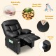 Kids recliner chair in black with cup holder, footrest, and waterproof PU leather, ideal for home theatre and living.