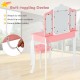 Kids pink vanity table set with tri-folding mirror, detachable design, and anti-toppling device for safety and.