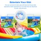 Kids inflatable bounce house water slide with colorful ocean balls, perfect for wet or dry fun in the backyard.