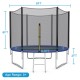 8 ft outdoor trampoline with safety net, galvanized steel frame, U-shaped legs, and included ladder for kids' fun.