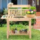 Garden potting bench workstation in solid fir wood with sliding tabletop sink, perfect for gardening tasks on patio or.