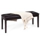 Upholstered brown dining room bench with button tufting, solid rubberwood legs, ideal for dining or hallway use.