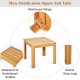 Wooden square patio coffee bistro table made of acacia wood, featuring a waterproof surface and solid legs for outdoor.