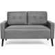 Modern gray loveseat sofa with soft cushion and solid rubber wood legs, perfect for living room or office use.