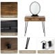 Rustic brown industrial makeup dressing table with touch screen mirror, two drawers, and comfortable stool for stylish.