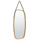 Modern 30-inch rectangle wall mirror with a bamboo frame and adjustable leather strap, perfect for any room decor.