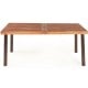 Rectangular acacia wood dining table with steel legs, featuring a waterproof surface and umbrella hole, ideal for.
