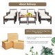 7-piece patio rattan cushioned conversation set with mix brown PE rattan, featuring 2 chairs, 1 loveseat, and 2.