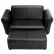 Black kids double sofa with ottoman, showcasing a spacious seat perfect for lounging, reading, or watching TV.