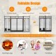 3-panel folding wrought iron fireplace screen in black, featuring a durable powder-coated surface for rust resistance.