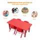 Kids plastic rectangular learn and play table in red, designed for daycares and home use, perfect for various.