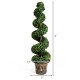 Artificial boxwood spiral tree, 4 feet tall with green leaves, perfect for indoor or outdoor decoration.