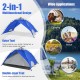Blue 2-in-1 pop-up camping tent for 4 persons, featuring waterproof fabric and UPF 50+ sun protection, ideal for.