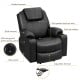 Electric power lift recliner chair in black with padded headrest, dual cup holders, and USB charging port for ultimate.
