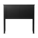 Black solid wood flat panel headboard for twin-size bed, featuring a durable plywood middle panel and elegant design.