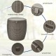 Brown 9.5-gallon patio rattan cool bar with lid, convenient handles, and drainage plug for versatile outdoor use.