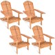 Set of four foldable eucalyptus wood loungers with ergonomic design, perfect for patio and outdoor relaxation.