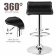 Backless bar stool set in black PU leather with adjustable height and 360-degree swivel for versatile seating.