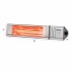 Wall-mounted 1500W infrared patio heater with remote control, adjustable angle, and 24-hour timer for indoor and.