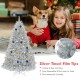6 feet unlit artificial silver tinsel Christmas tree with 1036 branch tips, perfect for festive indoor and outdoor.